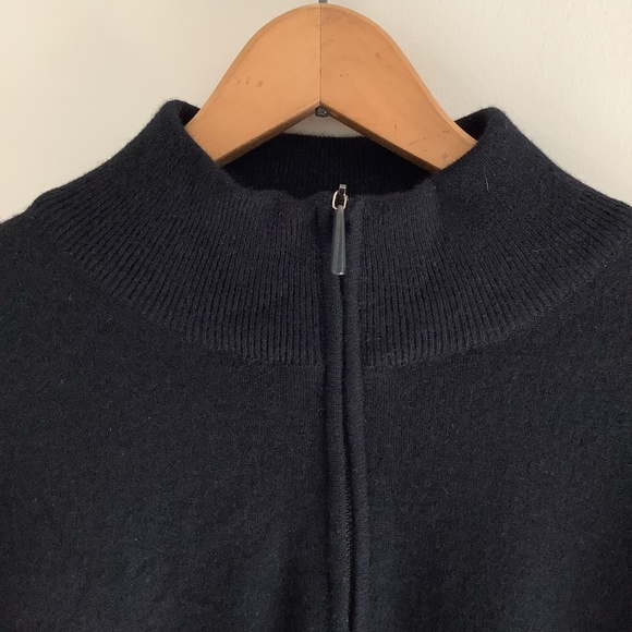 100% CASHMERE MADE IN ITALY AVON CELLI 1/4 Zip Black Sweater - Picture 5 of 6
